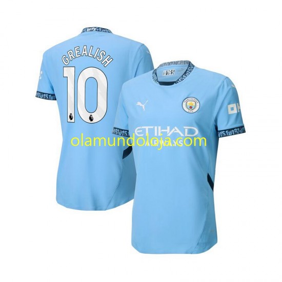 Camisola Manchester City Jack Grealish 10 Homem Equipamento Primeiro 2024-2025 Manga Curta